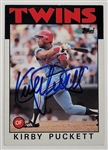 Kirby Puckett Autographed 1986 Topps #329 Card w/ Beckett LOA