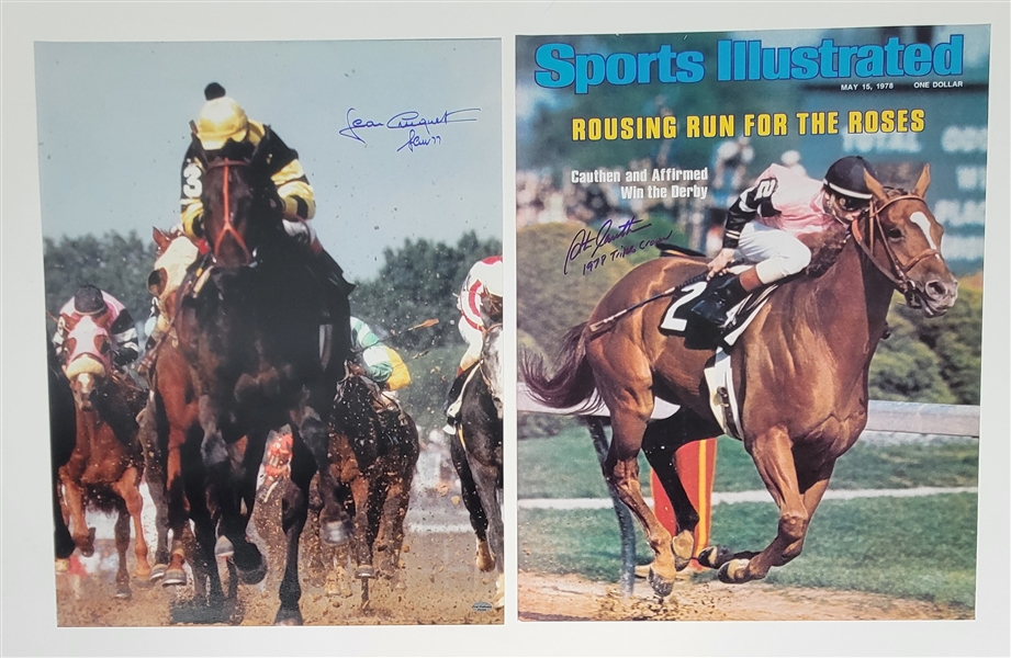 Lot of 2 Jean Cruguet & Steve Cauthen Autographed 16x20 Photos