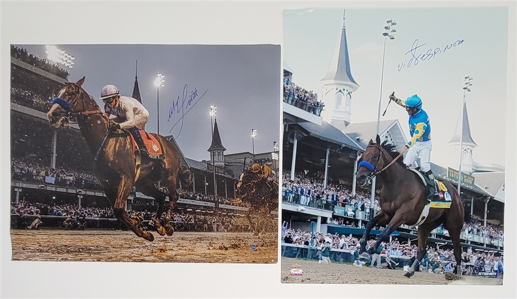 Lot of 2 Victor Espinoza & Mike Smith Autographed 16x20 Photos Steiner