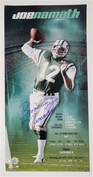 "Broadway" Joe Namath Autographed 12x24 Photo Beckett