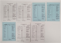 Lot of (7) Minnesota Twins 1991 World Series Lineup Cards Signed by Tom Kelly