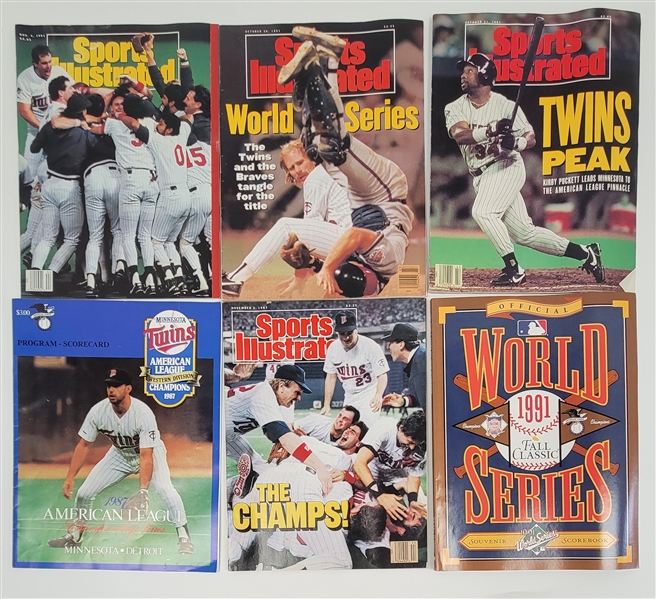 Lot of (6) 1987 & 1991 Minnesota Twins Postseason Magazines