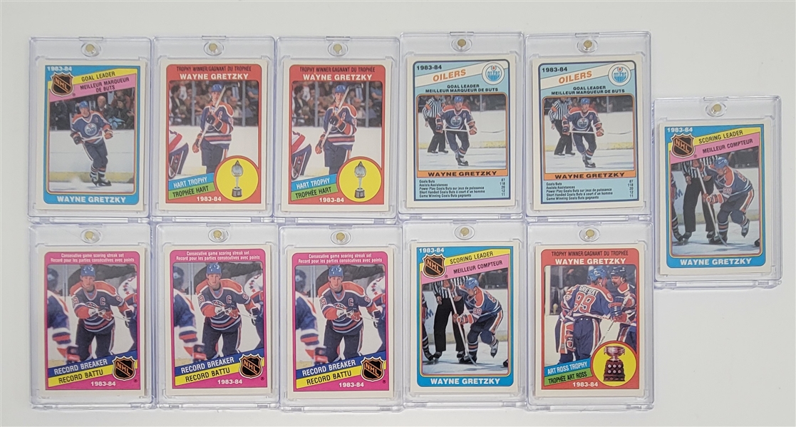 Lot of 11 Wayne Gretzky 1983-84 O-Pee-Chee Cards