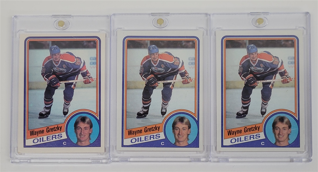 Lot of 3 Wayne Gretzky 1984 Topps & O-Pee-Chee Cards