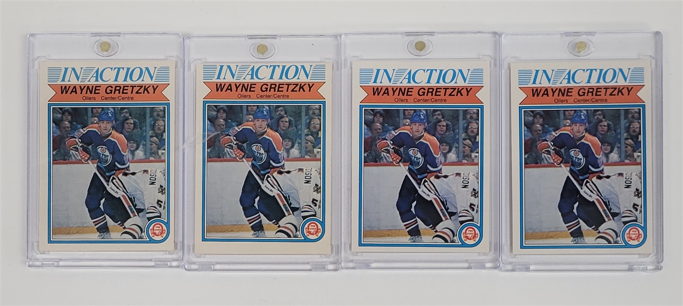 Lot of 4 Wayne Gretzky 1982 O-Pee-Chee #107 Cards