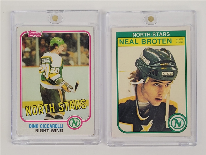 Lot of 2 Dino Ciccarelli & Neal Broten Rookie Cards