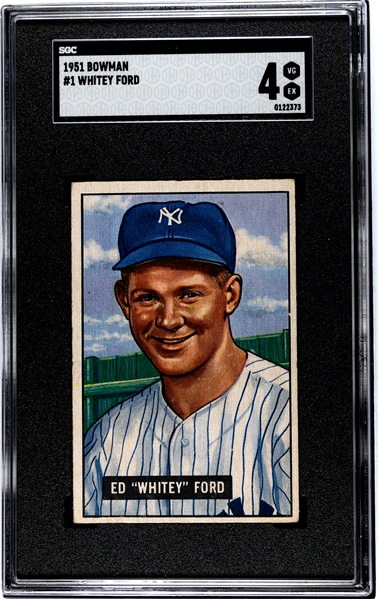 Whitey Ford 1951 Bowman #1 Rookie Card SGC 4