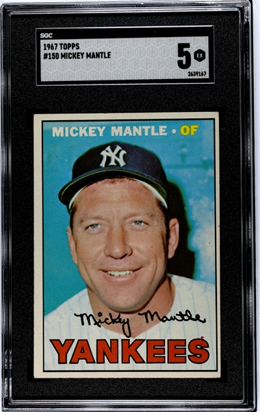 Mickey Mantle 1967 Topps #150 Card SGC 5