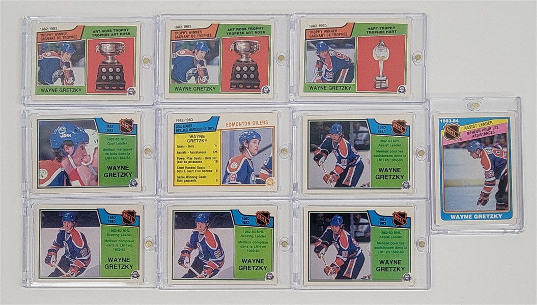 Lot of 10 Wayne Gretzky 1983-84 O-Pee-Chee Cards