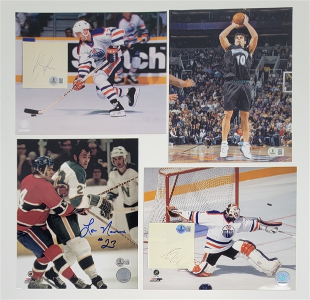 Lot of 4 Hockey & Basketball Autographed 8x10 Photos w/ Lou Nanne Beckett