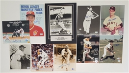 Lot of 10 Baseball Legends Autographed Photos & Magazine w/ Ernie Banks Beckett