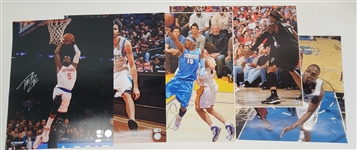 Lot of 5 Steve Nash, Dwight Howard, Carmelo Anthony, Ricky Rubio, & Tim Hardaway Jr. Autographed 16x20 Photos Beckett