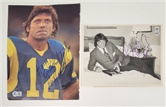 Lot of 2 - Joe Namath Autographed Photo & Magazine Page Beckett