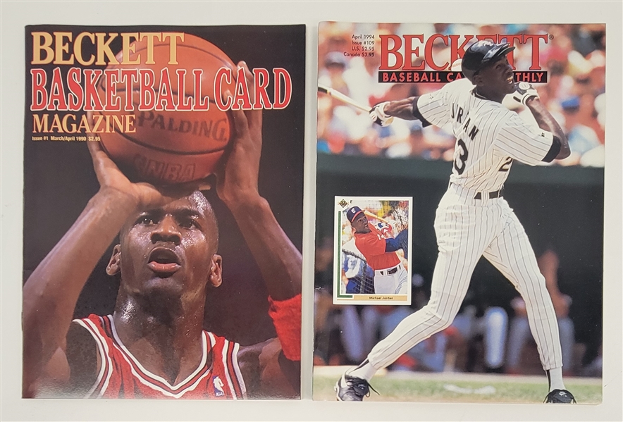 Lot of (2) 1990 & 1994 Michael Jordan Beckett Basketball & Baseball Magazines