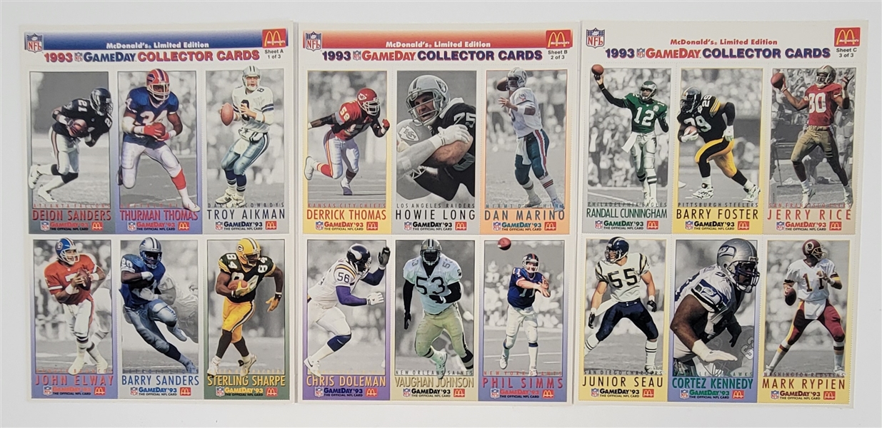 1993 McDonalds Collector Football Card Set (1-3) w/ 12 Hall of Famers