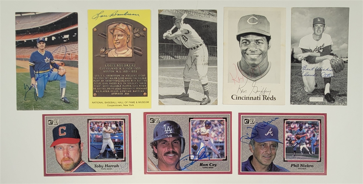 Lot of 8 Baseball Stars & Hall of Famers Autographed 4x6 Photos & Postcards