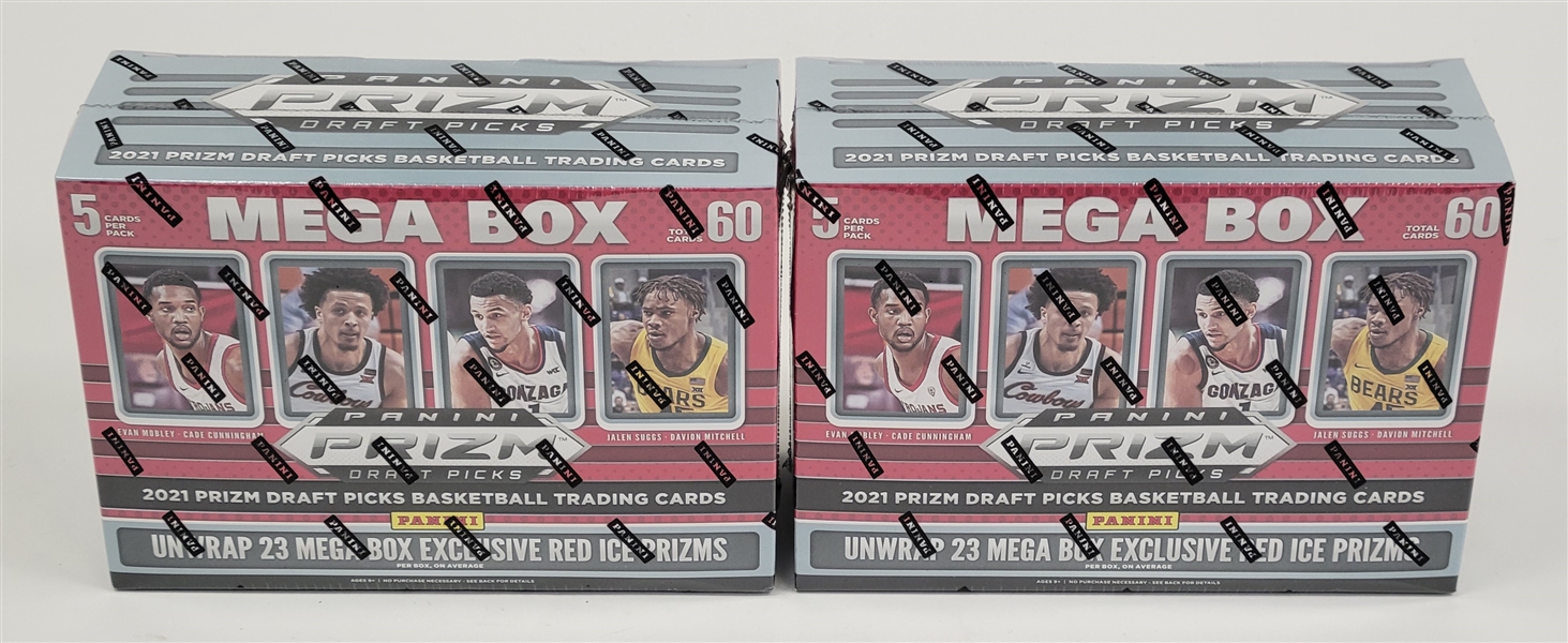 Lot of 2 Factory Sealed 2021 Panini Prizm Red Ice Basketball Mega Boxes