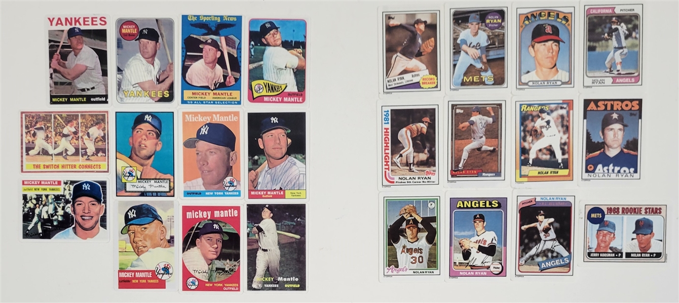 Lot of 24 Mickey Mantle & Nolan Ryan R&N China Ceramic Cards