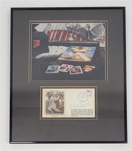 Kirby Puckett Autographed & Framed Cachet w/ Beckett LOA