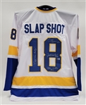 Dave Hanson, Jeff Carlson, & Allan Nicholls Autographed & Inscribed Custom "Slap Shot" Hockey Jersey Beckett