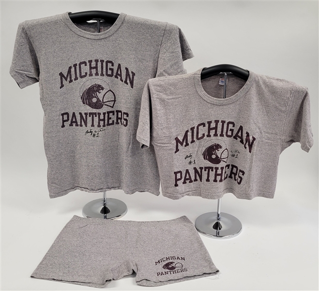 Anthony Carter Lot of 3 Michigan Panthers Game Used Shirts & Shorts