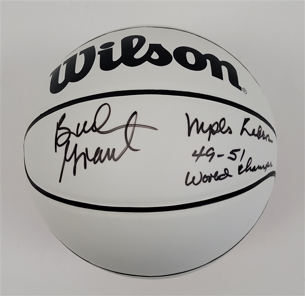 Bud Grant Autographed & Inscribed Mini Basketball