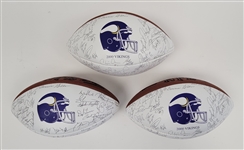 Lot of 3 Stamped Signature Minnesota Vikings Footballs