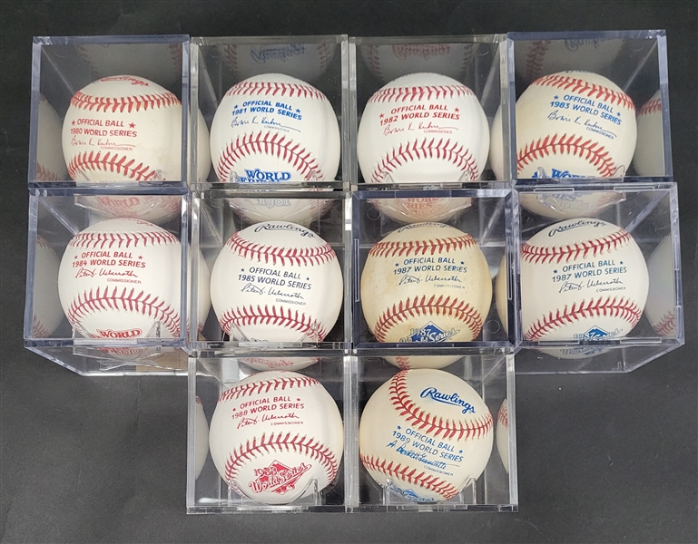 Lot of (10) 1980s World Series Baseballs