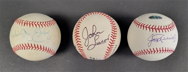 Lot of 3 Julius Erving, John Lucas, & Jerry Reinsdorf Autographed Baseballs Beckett