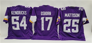 Lot of 3 Eric Kendricks, KJ Osborn, & Alexander Mattison Autographed Custom Jerseys Beckett