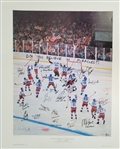 Team USA 1980 Miracle Hockey Team Autographed & Hometown Inscribed 32x26 Lithograph w/ Herb Brooks LE #9/10 Beckett LOA