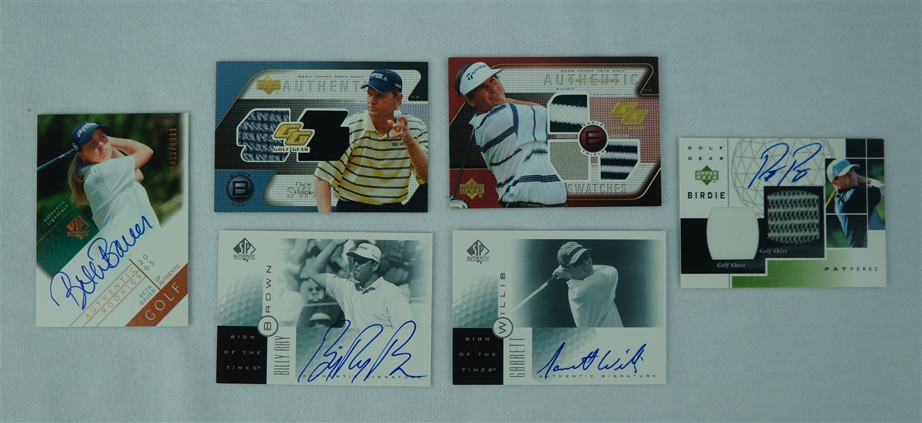 PGA Collection of 6 Autographed & Game Used Golf Patch Cards