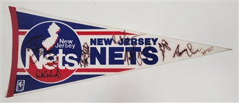 New Jersey Nets c. Early 1990s Autographed Pennant w/Rick Carlisle