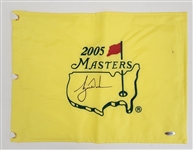 Tiger Woods Autographed 2005 Masters Winning Pin Flag UDA