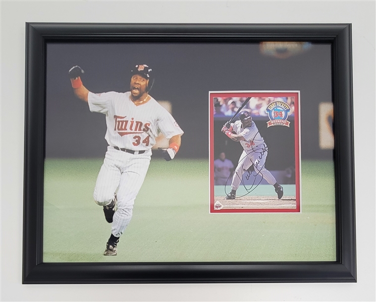 Kirby Puckett Autographed & Framed "Kirby Puckett Weekend" Postcard Display w/ Beckett LOA