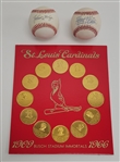 St. Louis Cardinals 1909-1966 Busch Stadium Immortals Coin Set + Johnny Mize & Marty Marion Autographed Baseballs