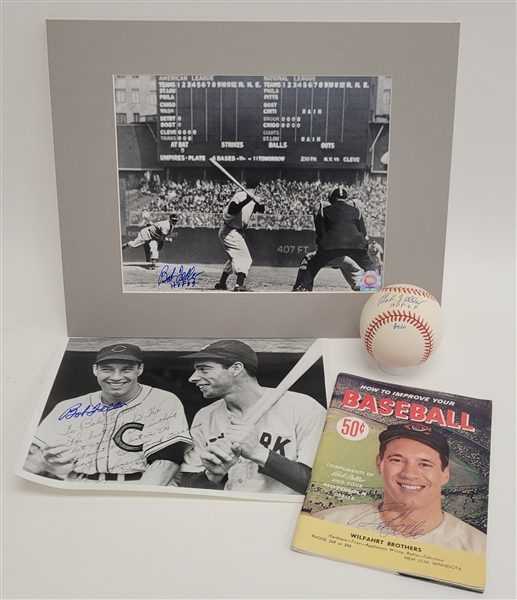 Lot of 4 Bob Feller Autographed Items