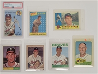 Lot of 7 Vintage Warren Spahn Cards w/ 1954 Topps PSA 5