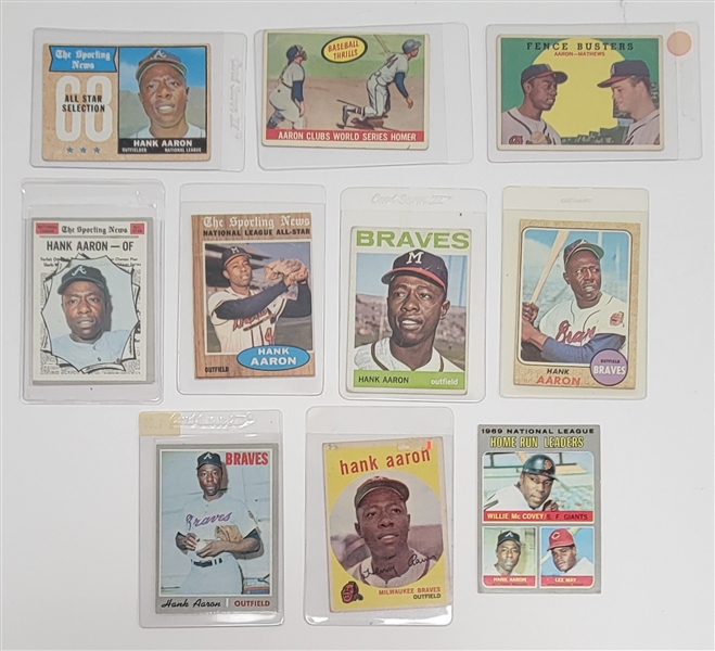 Lot of (10) 1959-70 Hank Aaron Cards