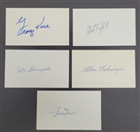 Lot of 5 Joe Garagiola, Charlie Gehringer, Bobby Doerr, Mark Fidrych, & George Kell Autographed Index Cards Beckett