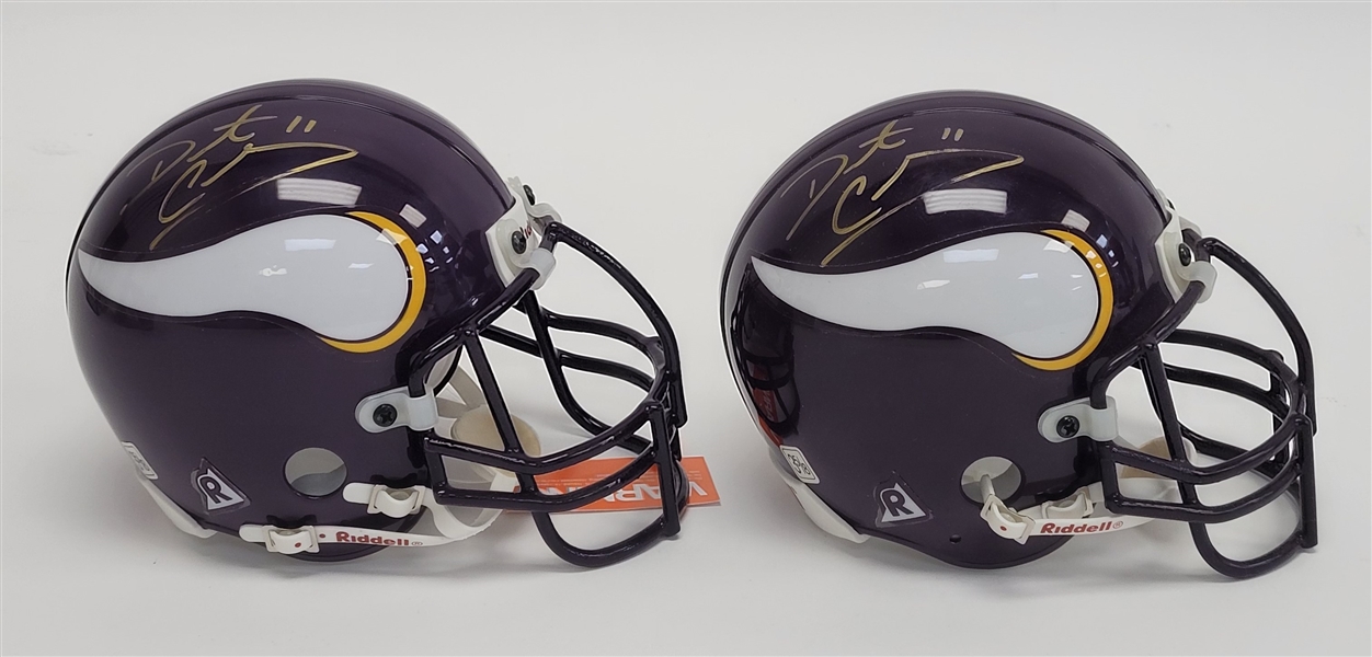 Lot of 2 Daunte Culpepper Autographed Authentic Minnesota Vikings Mini Helmets Beckett