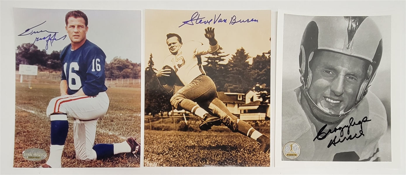 Lot of 3 Frank Gifford, Steve Van Buren, & Crazylegs Hirsch Autographed 8x10 Photos