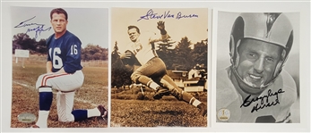 Lot of 3 Frank Gifford, Steve Van Buren, & Crazylegs Hirsch Autographed 8x10 Photos