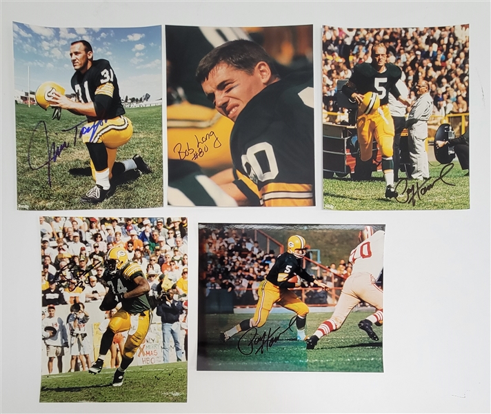 Lot of 5 Green Bay Packers Autographed 8x10 Photos w/ Paul Hornung