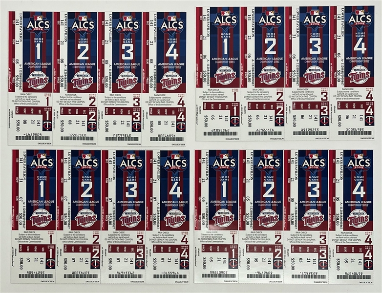 Lot of 4 Minnesota Twins 2009 ALCS Uncut Ticket Sheets