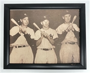 Vintage Framed Photo of Joe DiMaggio/Mickey Mantle/Ted Williams