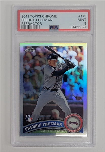 Freddie Freeman 2011 Topps Chrome #173 Refractor Rookie Card PSA 9