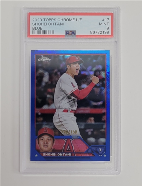 Shohei Ohtani 2023 Topps Chrome #17 Blue Card LE #146/150 PSA 9