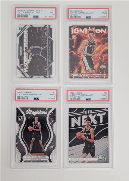 Lot of (4) Victor Wembanyama 2023 PSA Graded Rookie Cards