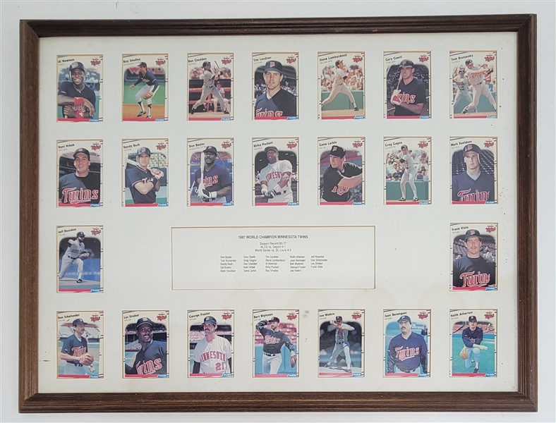 Minnesota Twins 1987 World Champions Framed Fleer Card Display